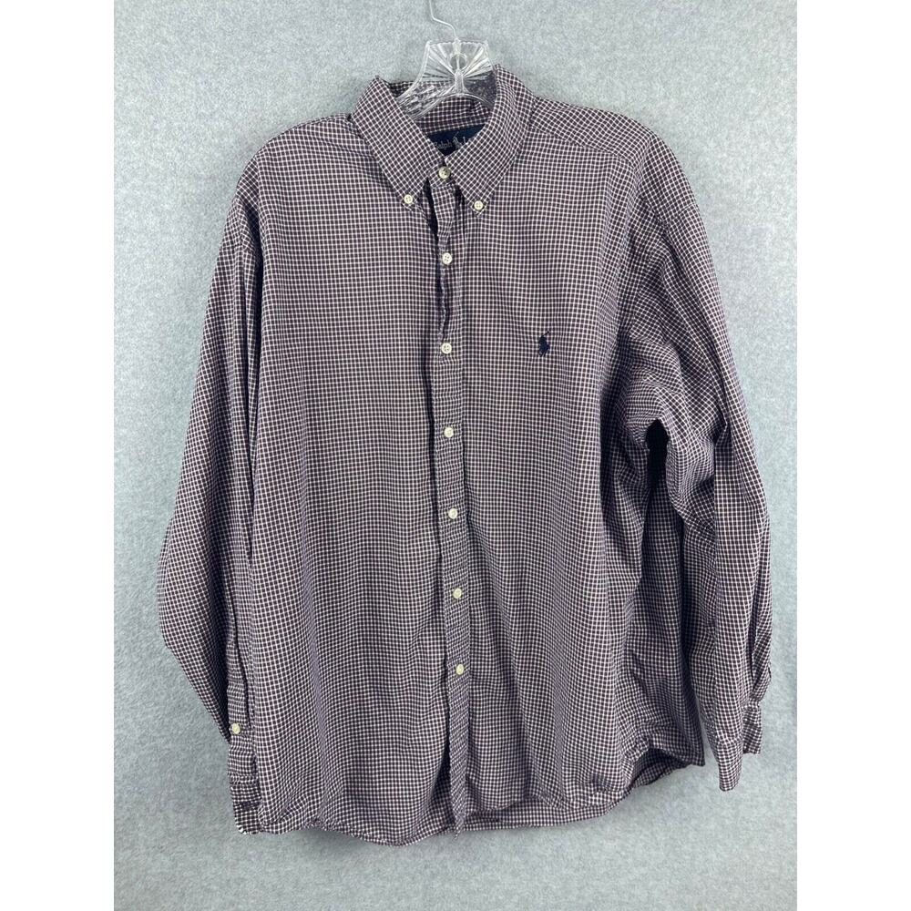 Ralph Lauren Blake Shirt Men's L Red‎ Plaid Long Sleeve Button Down